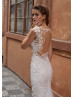 Ivory Leaf Lace Pearl Beaded Wedding Dress
